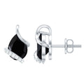 1.2 Carat Natural Black Spinel Teardrop Stud Earrings with Diamond