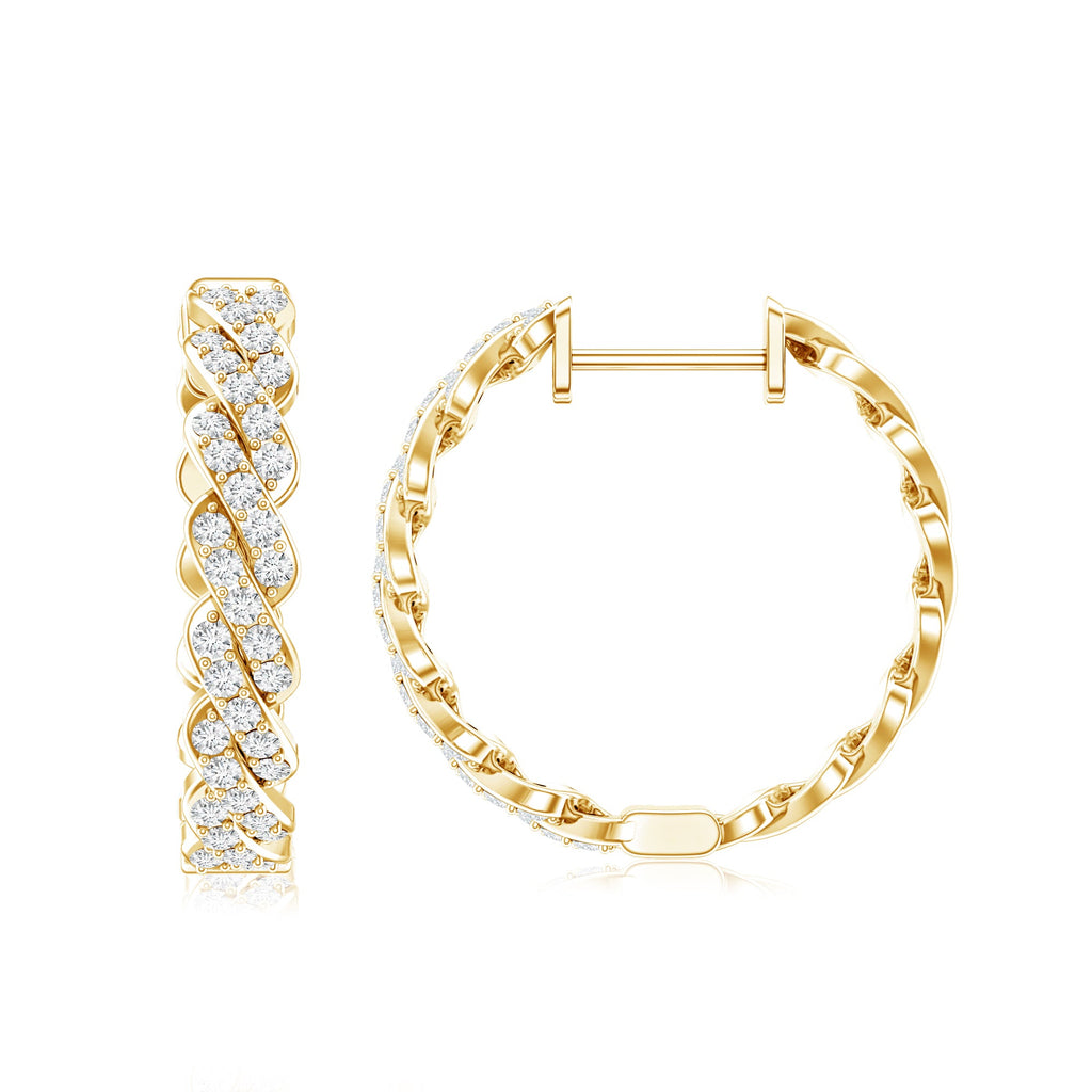 Natural Diamond Twisted Hoop Earrings with Certificate