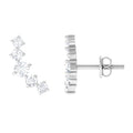 Round Diamond Curved Crawler Stud Earrings with Screw Backs