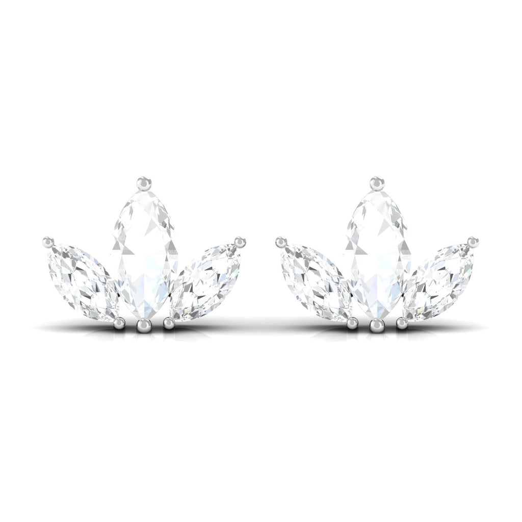 Marquise Cut Diamond Leaf Stud Earrings for Women