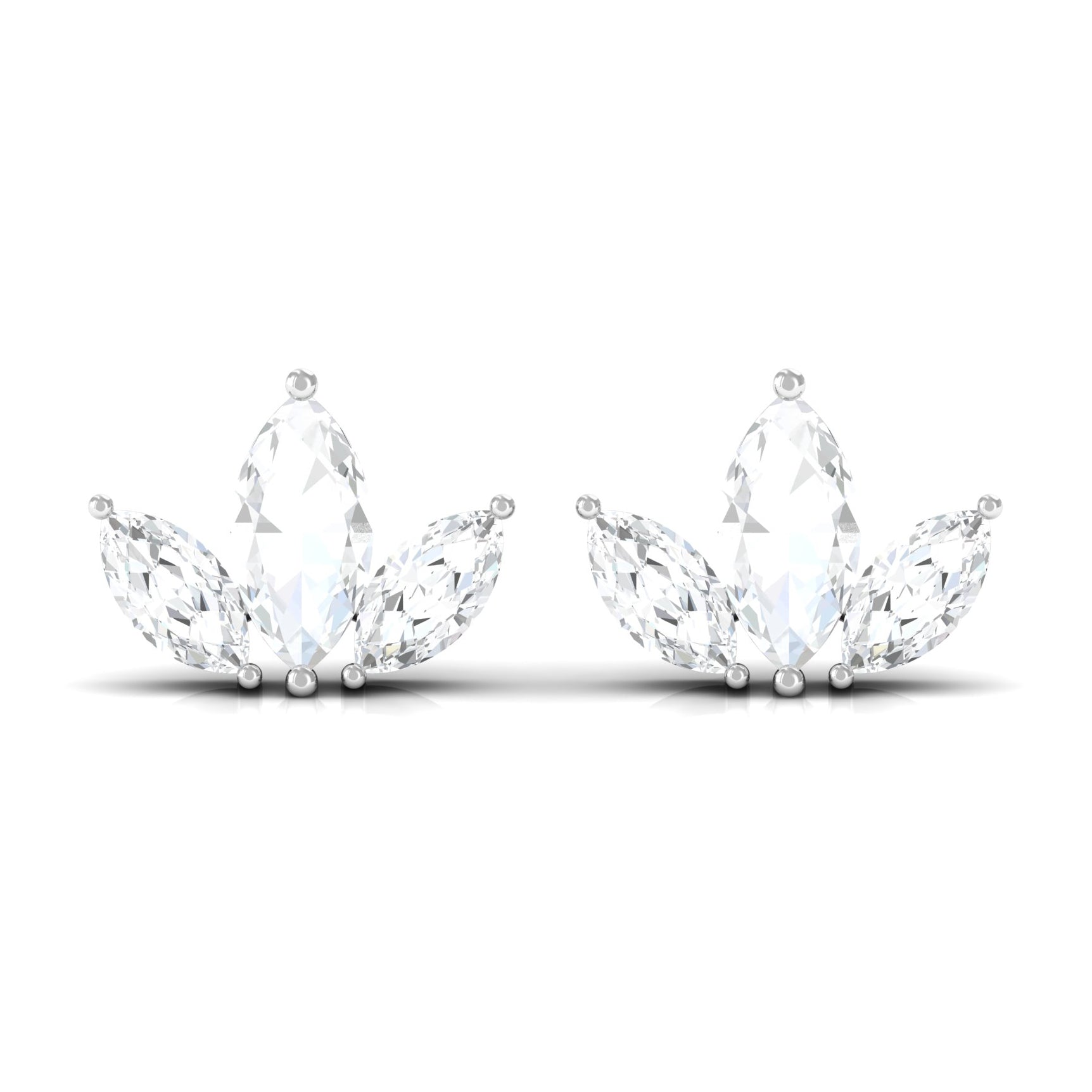 Marquise Cut Diamond Leaf Stud Earrings for Women