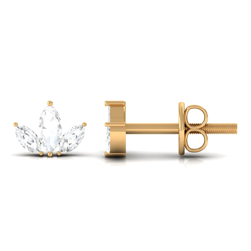 Marquise Cut Diamond Leaf Stud Earrings for Women
