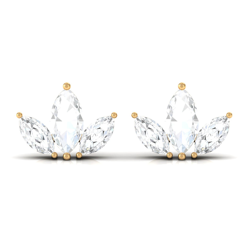 Marquise Cut Diamond Leaf Stud Earrings for Women