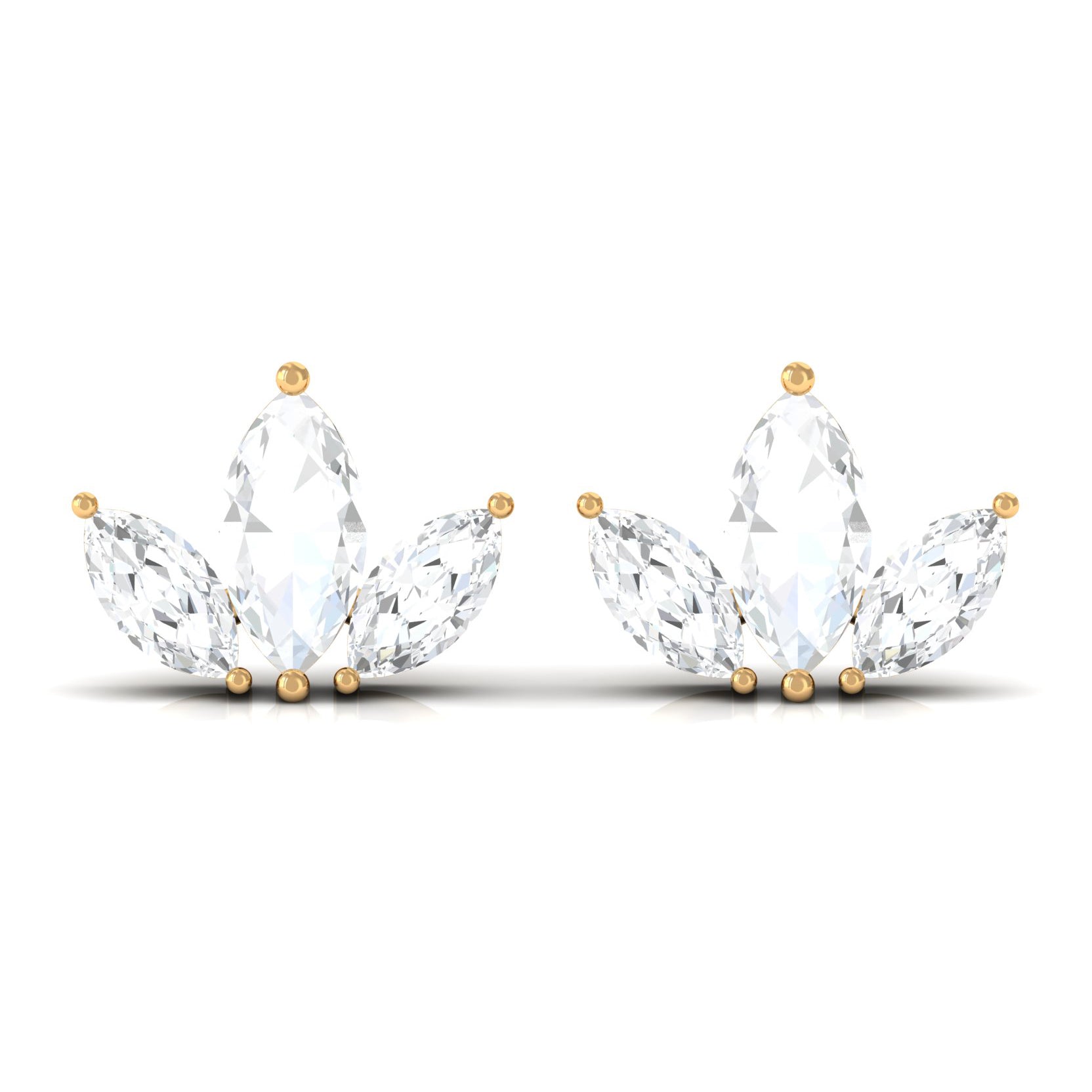 Marquise Cut Diamond Leaf Stud Earrings for Women