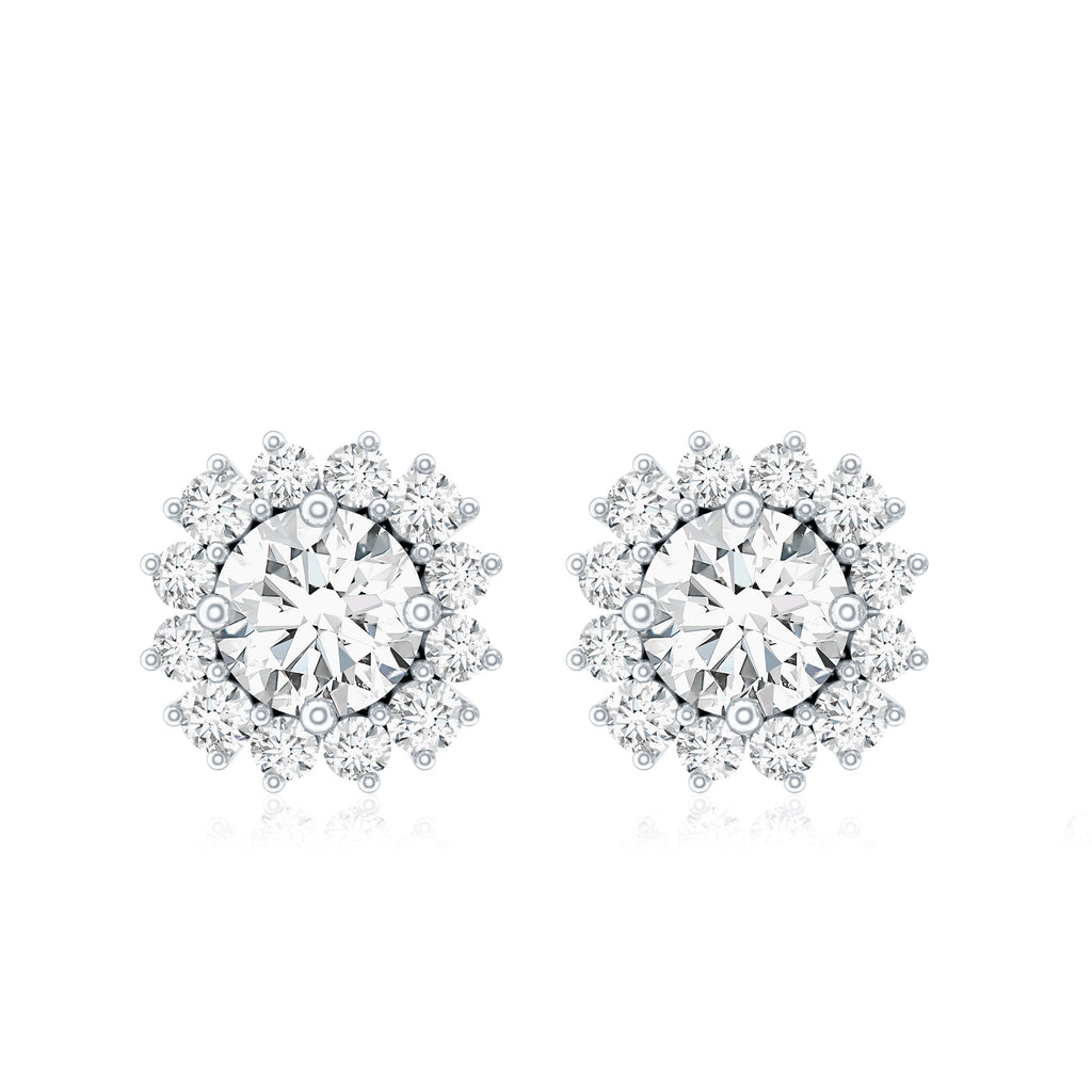 Round 1 Carat Moissanite Halo Stud Earrings for Women