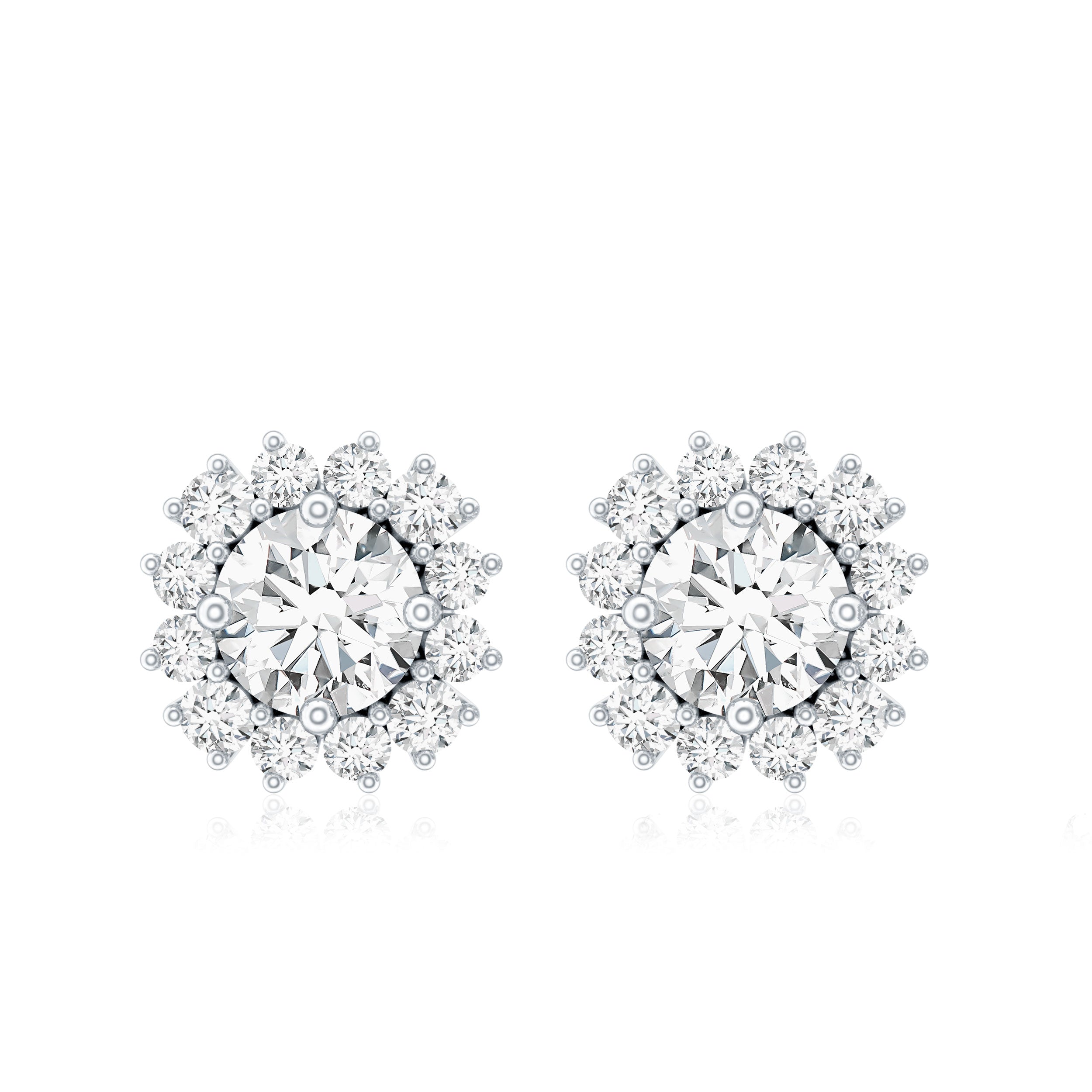 Round 1 Carat Moissanite Halo Stud Earrings for Women