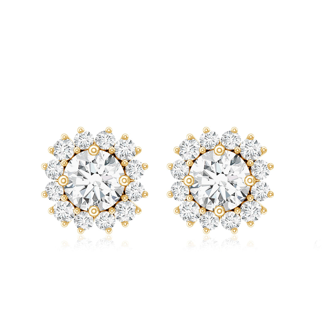 Round 1 Carat Moissanite Halo Stud Earrings for Women