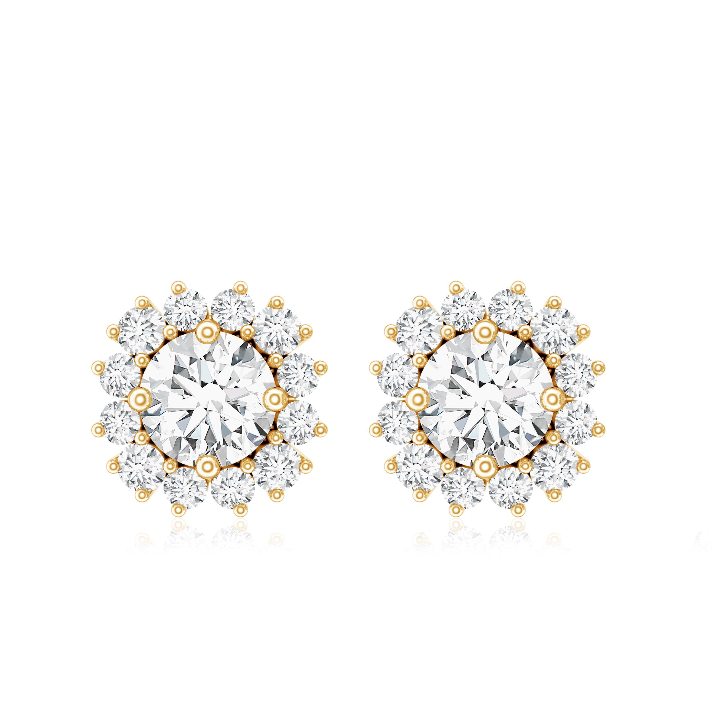 Round 1 Carat Moissanite Halo Stud Earrings for Women
