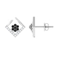 Contemporary Lab Created Black Diamond Floral Stud Earrings