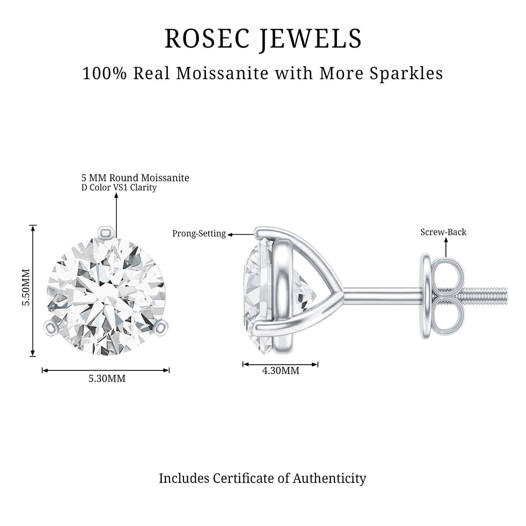 1 Carat Certified Moissanite Martini Stud Earrings