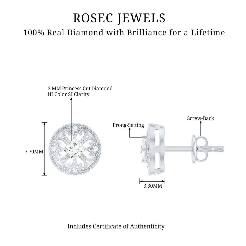 Real Diamond Bridal Stud Earrings With Certificate