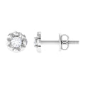 Round Diamond Floral Stud Earrings in Prong Setting