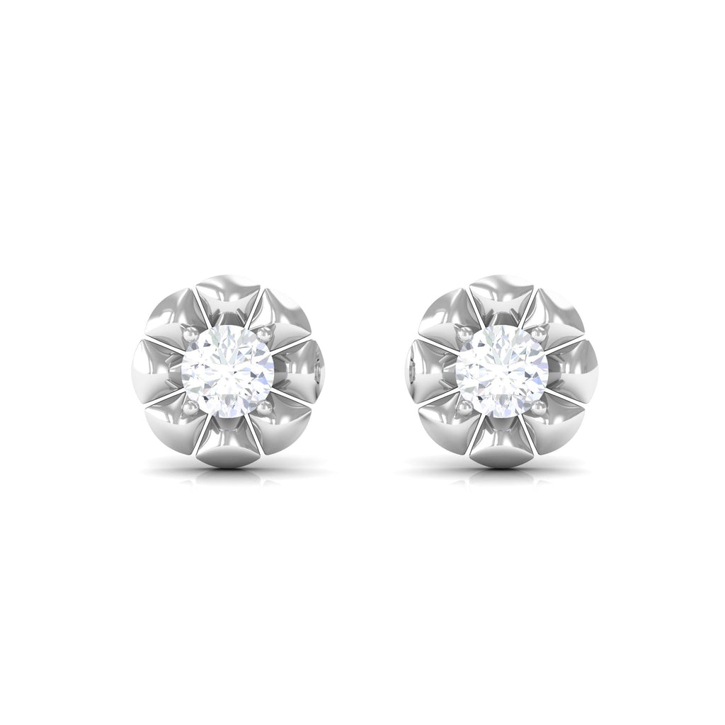 Round Diamond Floral Stud Earrings in Prong Setting