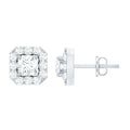 Minimalist Natural Diamond Halo Stud Earrings with Screw Back