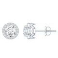 3 CT Round Moissanite Halo Stud Earrings With Certification