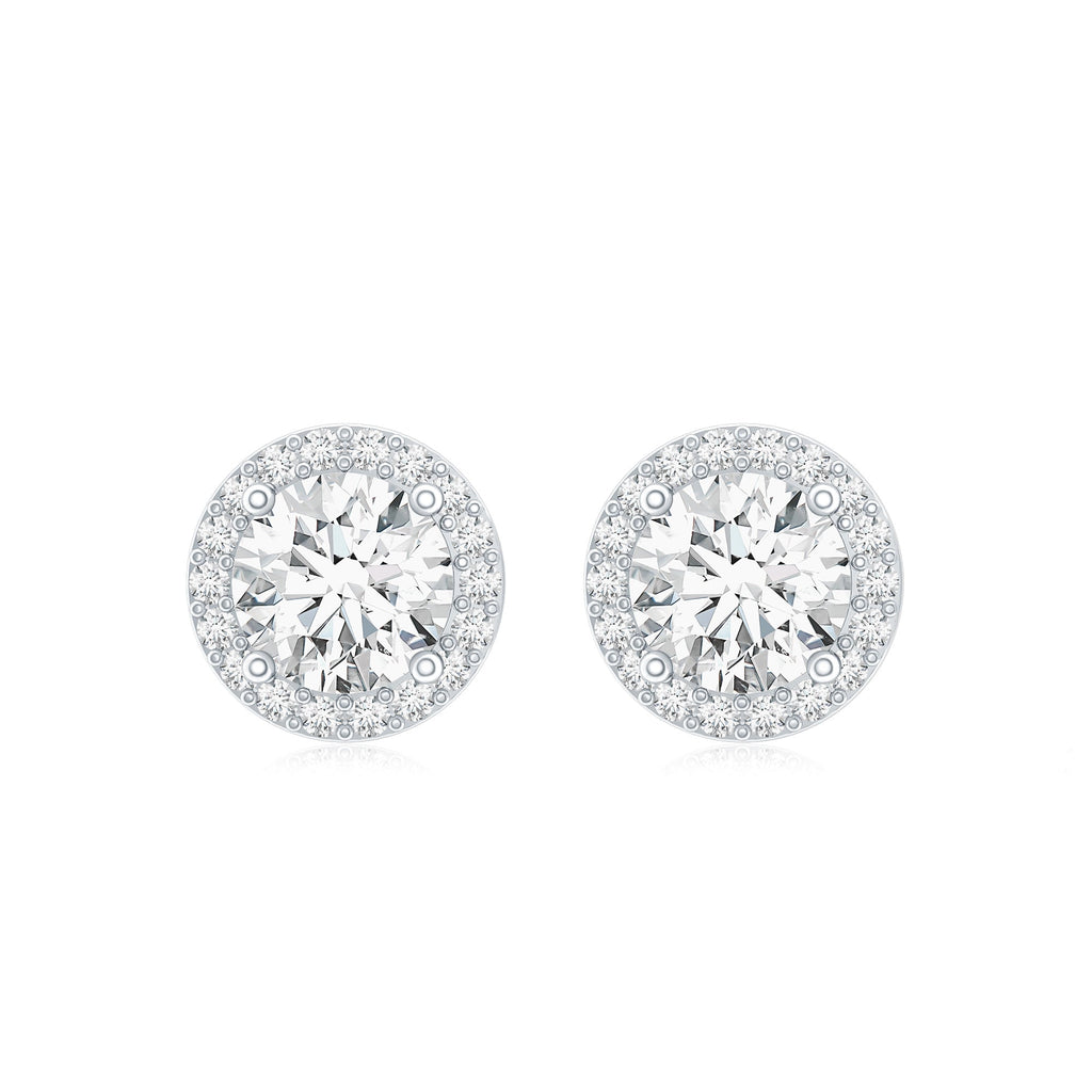 3 CT Round Moissanite Halo Stud Earrings With Certification