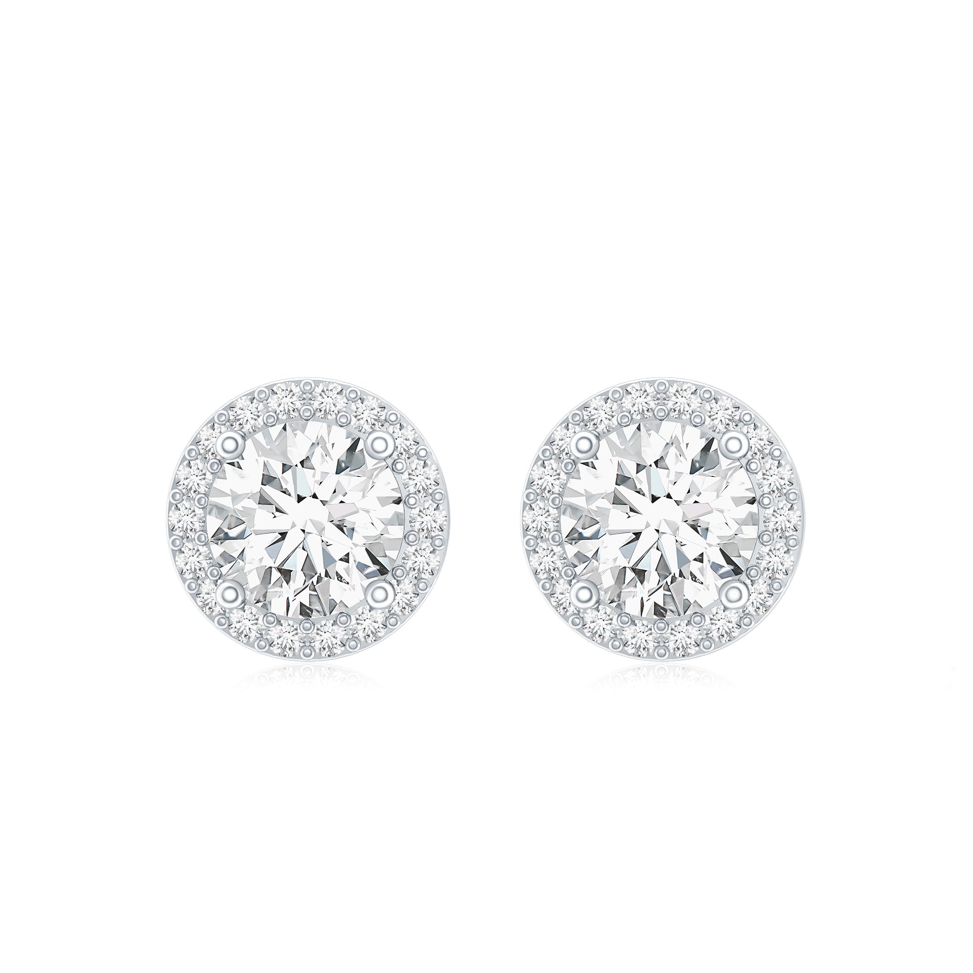 3 CT Round Moissanite Halo Stud Earrings With Certification
