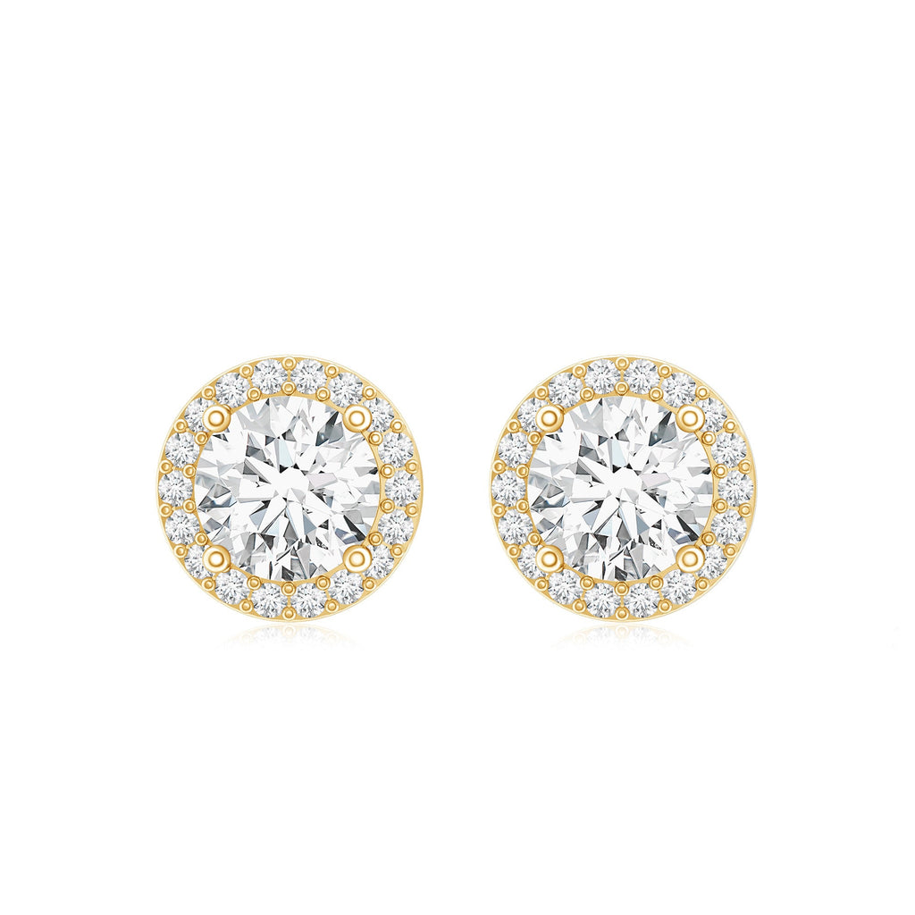 3 CT Round Moissanite Halo Stud Earrings With Certification