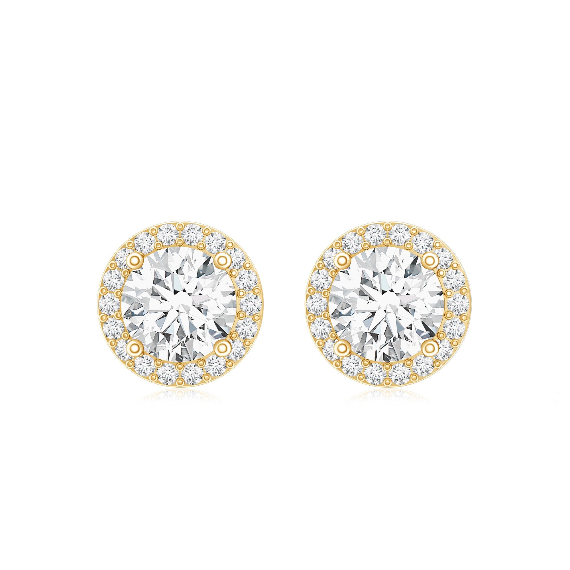 3 CT Round Moissanite Halo Stud Earrings With Certification