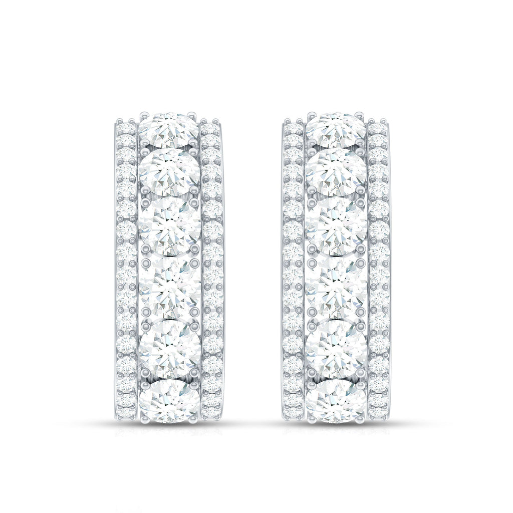 Certified Moissanite J Hoop Earrings for Women