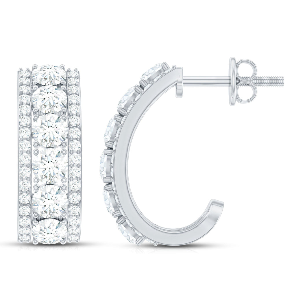 Certified Moissanite J Hoop Earrings for Women