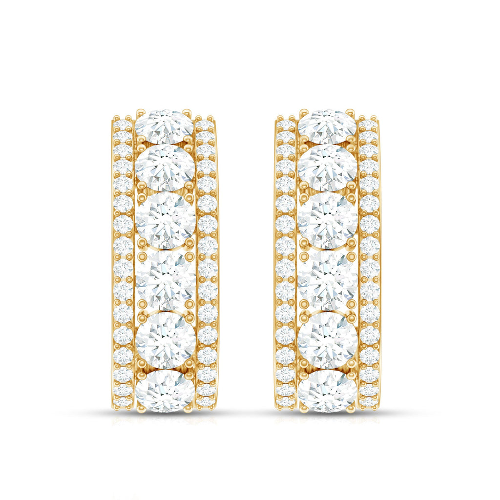 Certified Moissanite J Hoop Earrings for Women