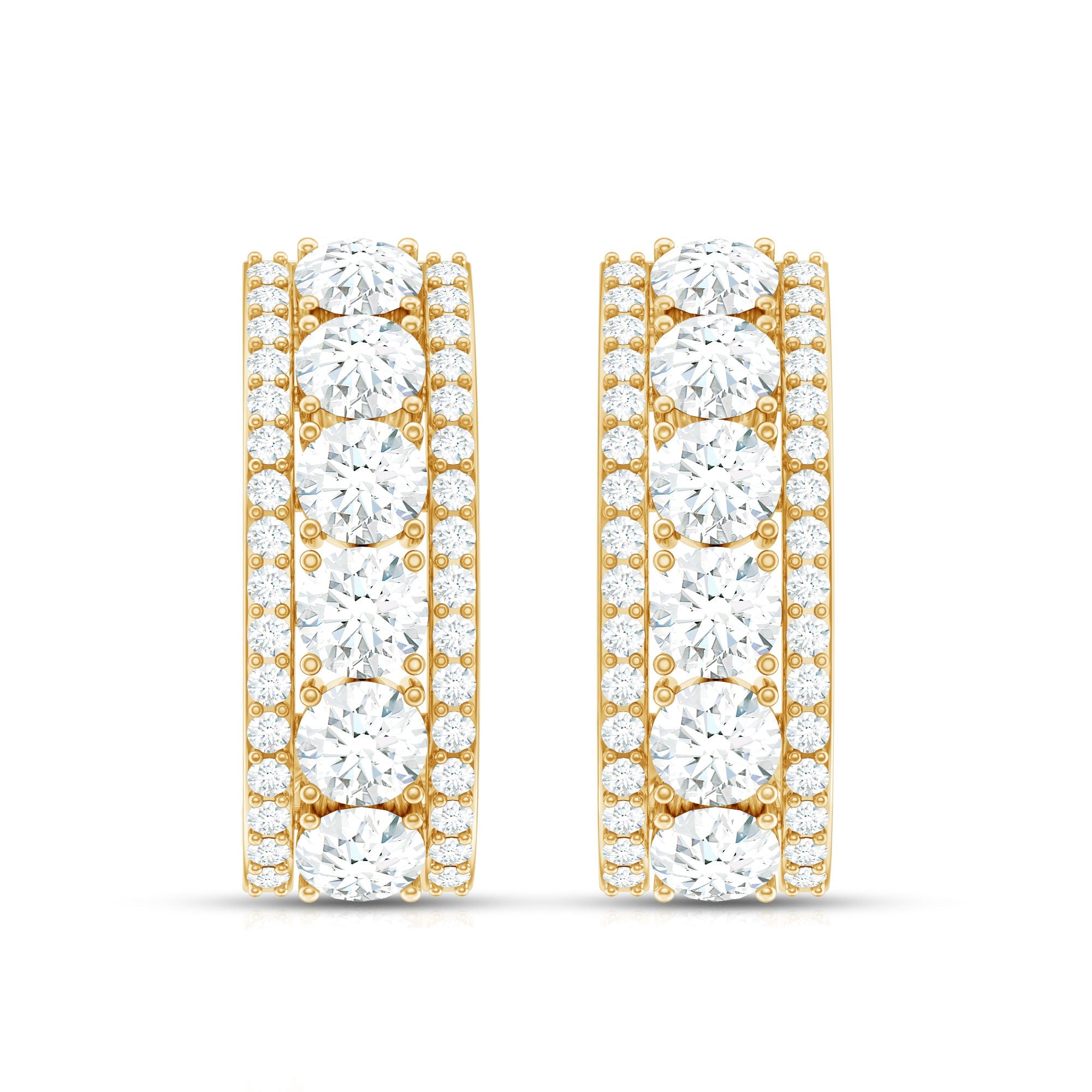 Certified Moissanite J Hoop Earrings for Women