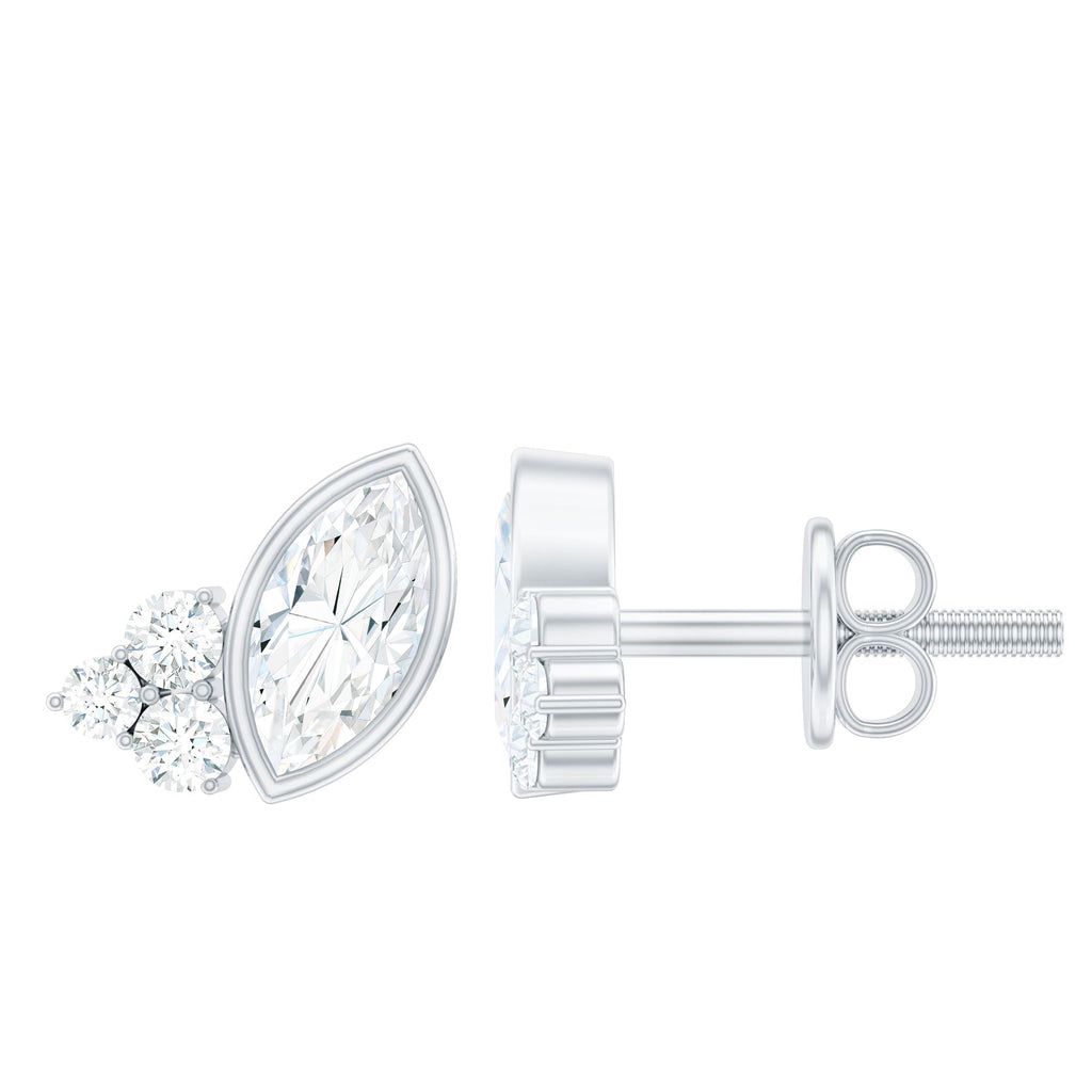 Marquise Shape Moissanite Stud Earrings with Screw Back
