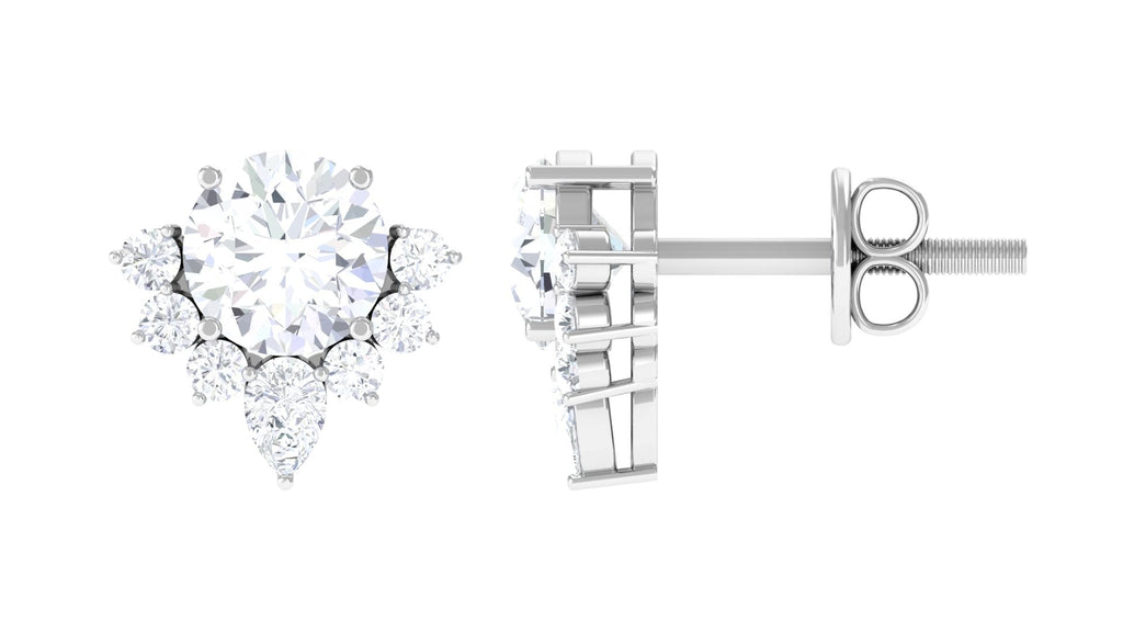 1 Carat Certified Moissanite Classic Stud Earrings with Half Halo
