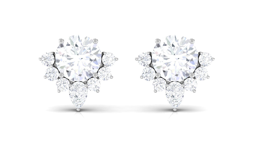 1 Carat Certified Moissanite Classic Stud Earrings with Half Halo
