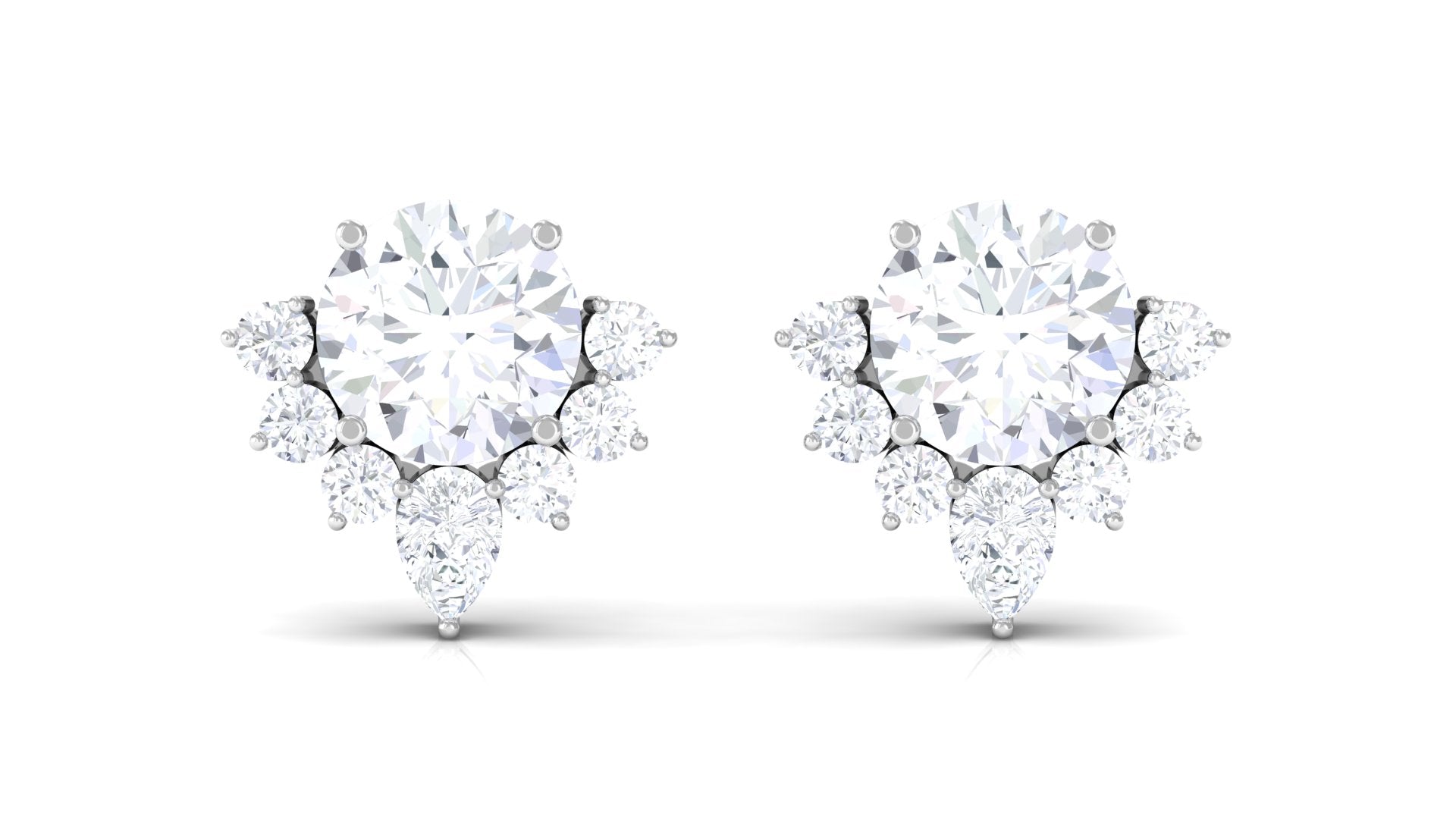 1 Carat Certified Moissanite Classic Stud Earrings with Half Halo