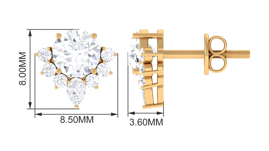 1 Carat Certified Moissanite Classic Stud Earrings with Half Halo