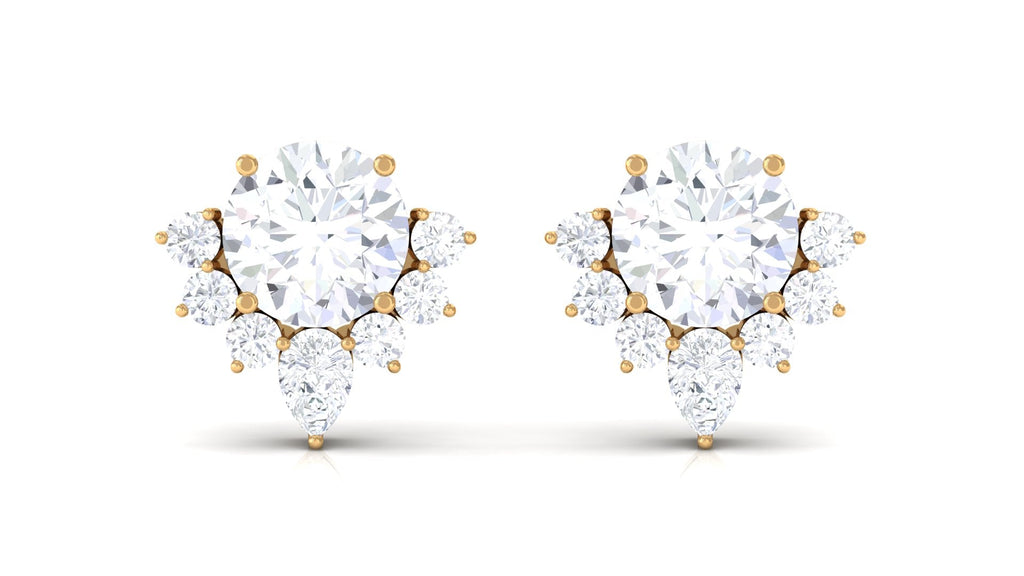 1 Carat Certified Moissanite Classic Stud Earrings with Half Halo