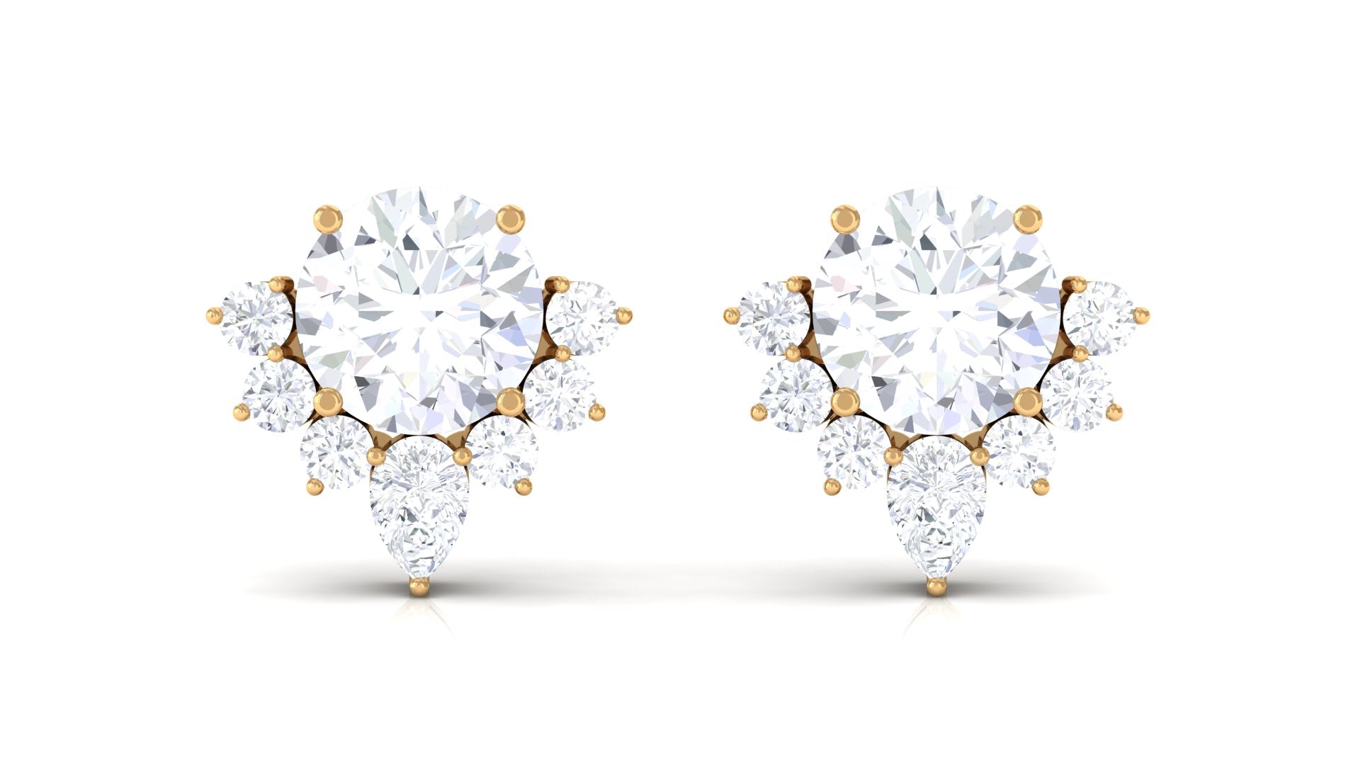 1 Carat Certified Moissanite Classic Stud Earrings with Half Halo