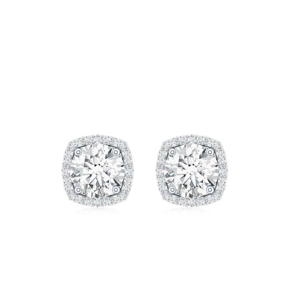 1.9 Carat Round Shape Moissanite Stud Earrings with Halo