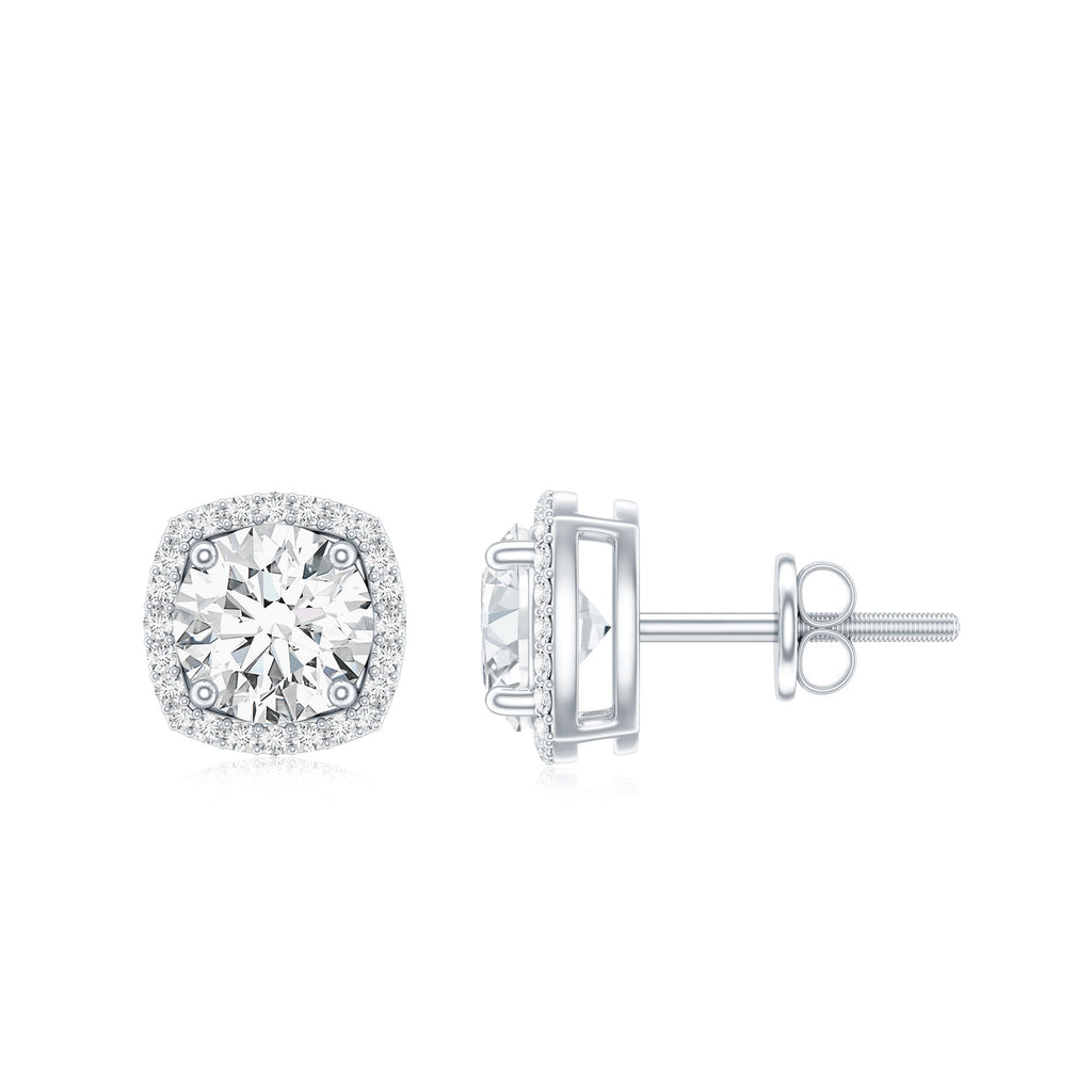 1.9 Carat Round Shape Moissanite Stud Earrings with Halo
