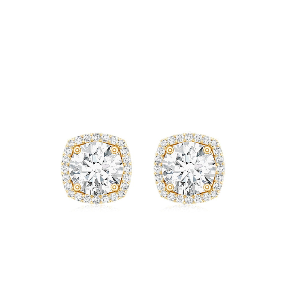 1.9 Carat Round Shape Moissanite Stud Earrings with Halo