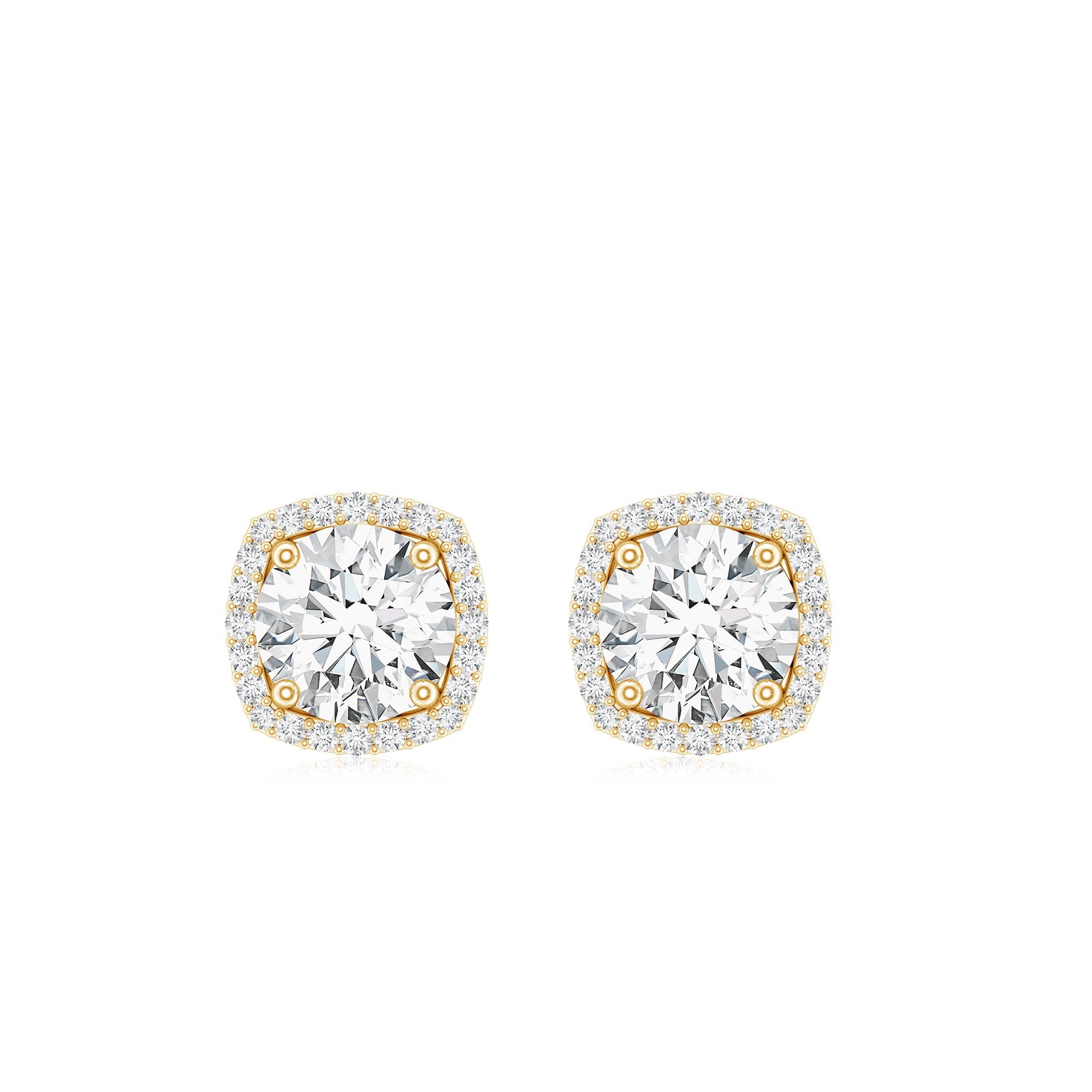 1.9 Carat Round Shape Moissanite Stud Earrings with Halo