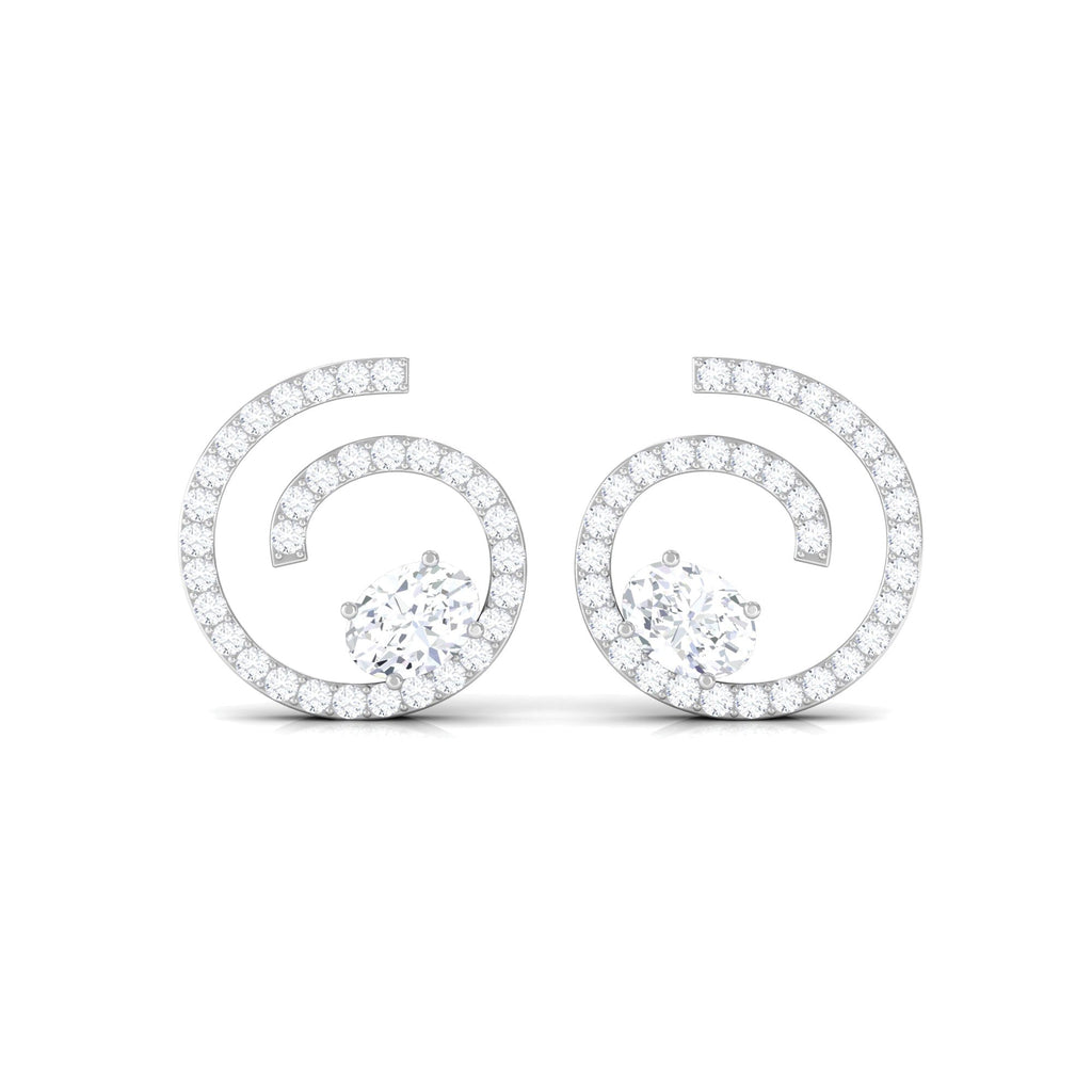 Certified Moissanite Swirl Stud Earrings for Women