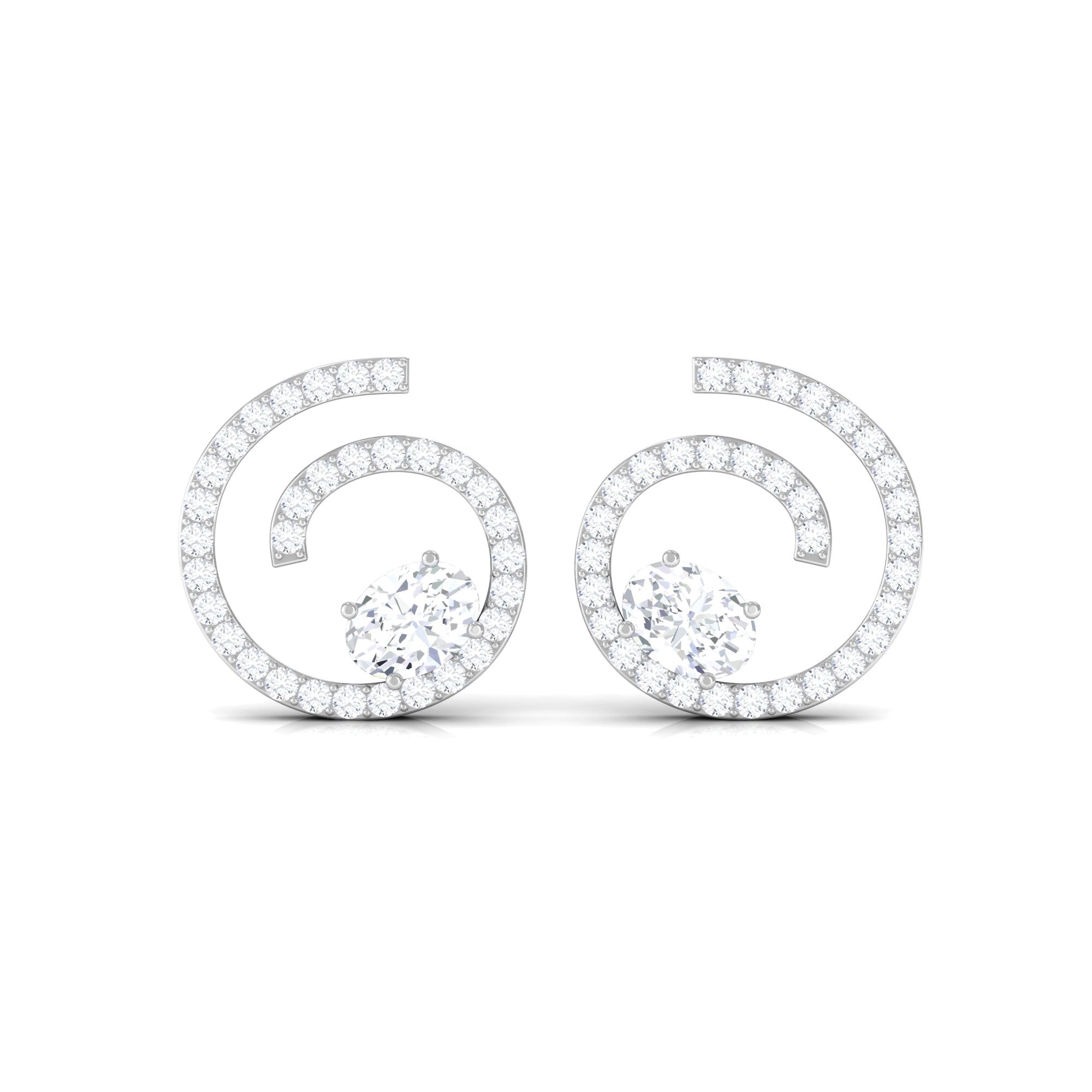 Certified Moissanite Swirl Stud Earrings for Women