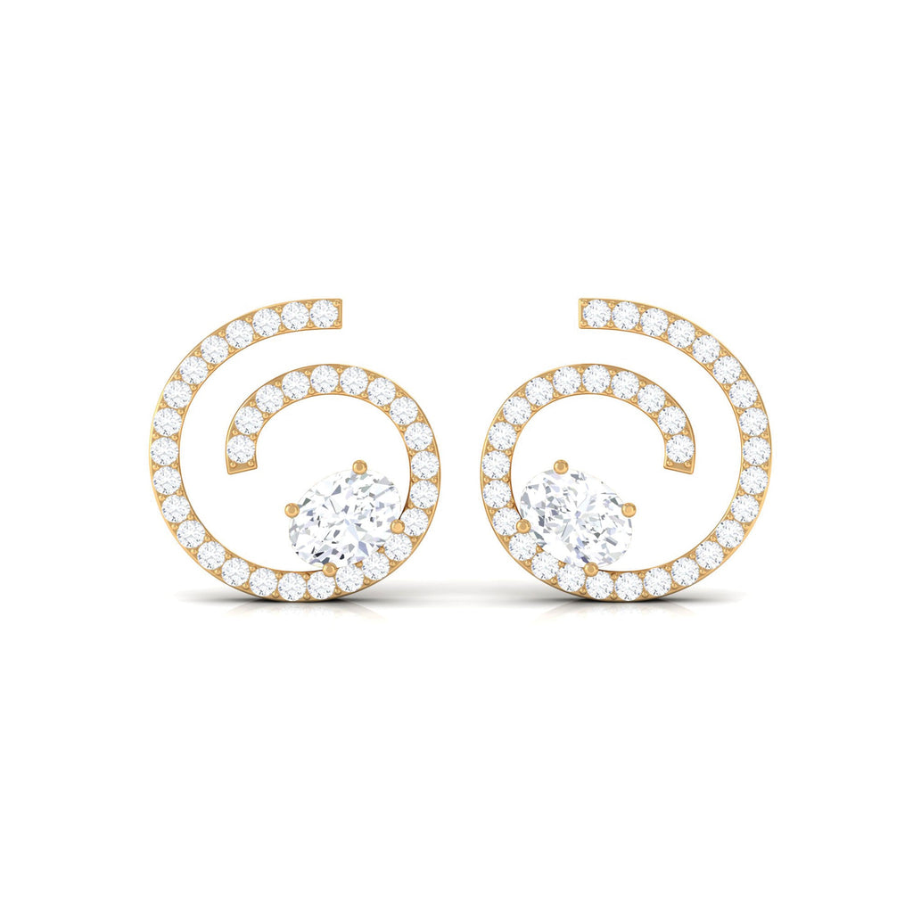 Certified Moissanite Swirl Stud Earrings for Women