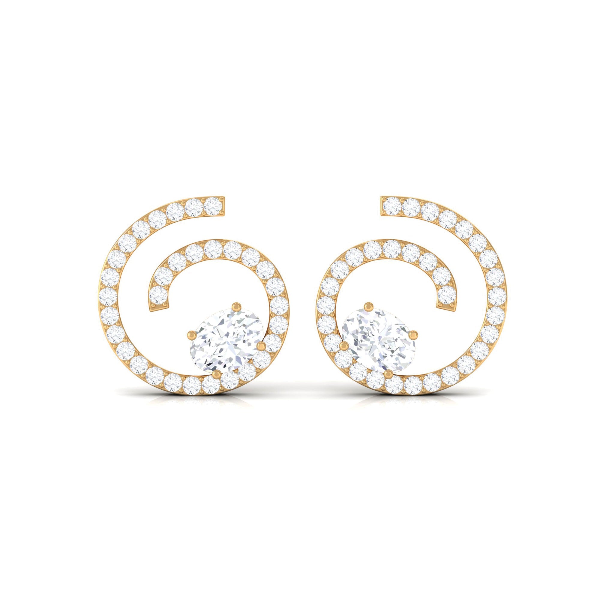 Certified Moissanite Swirl Stud Earrings for Women