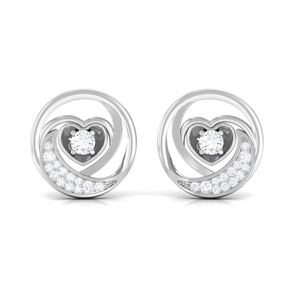 Certified Moissanite Heart Stud Earrings for Women