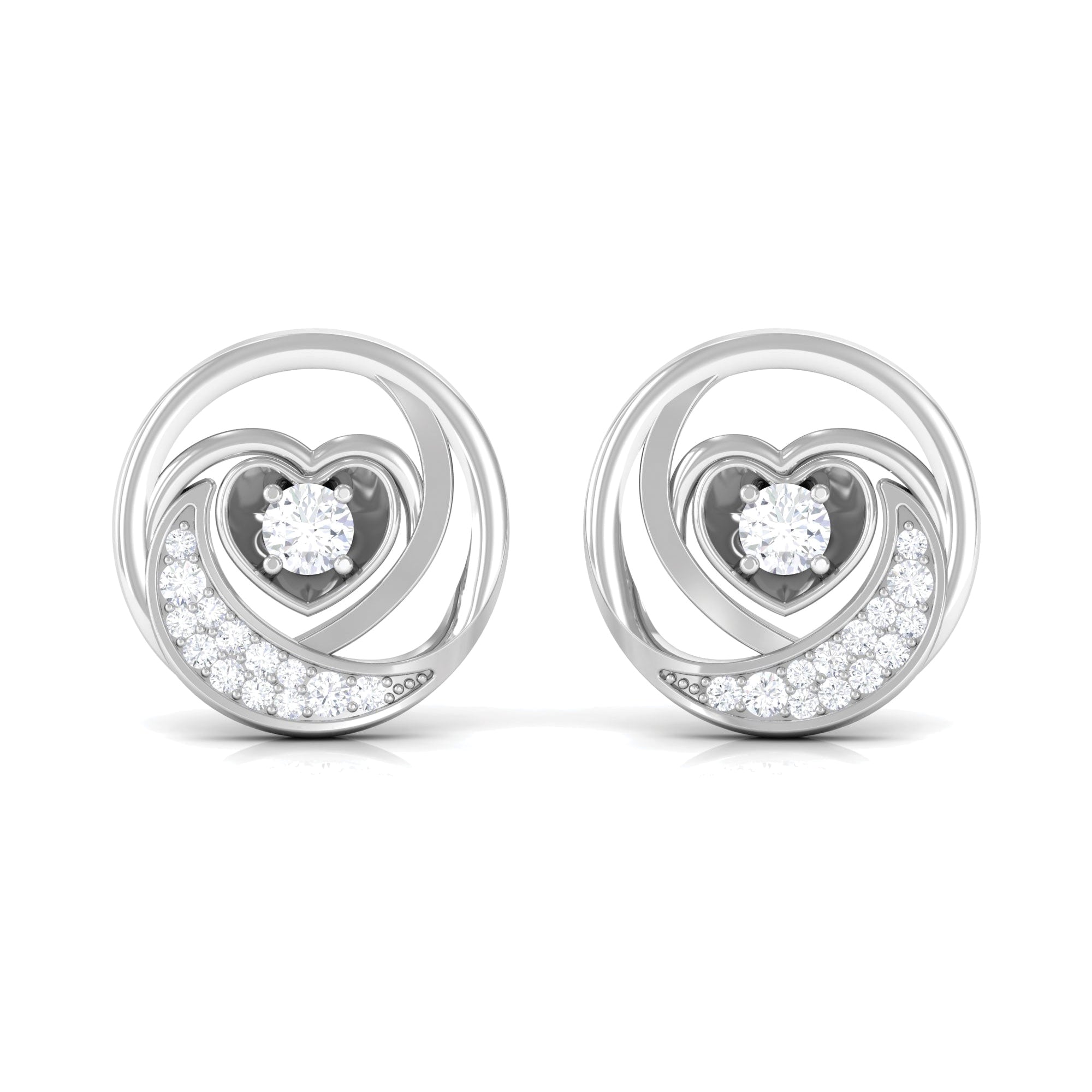 Certified Moissanite Heart Stud Earrings for Women