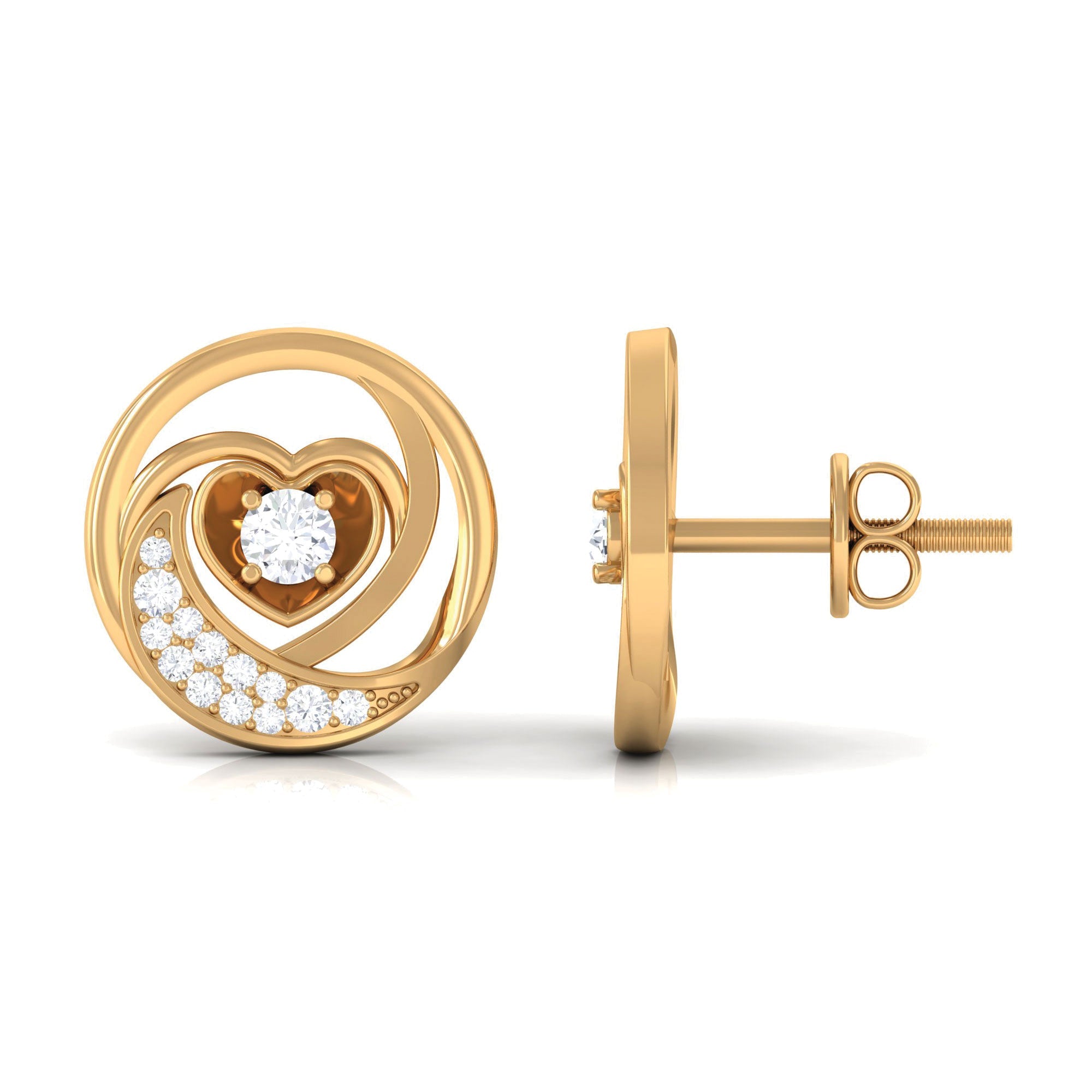 Certified Moissanite Heart Stud Earrings for Women