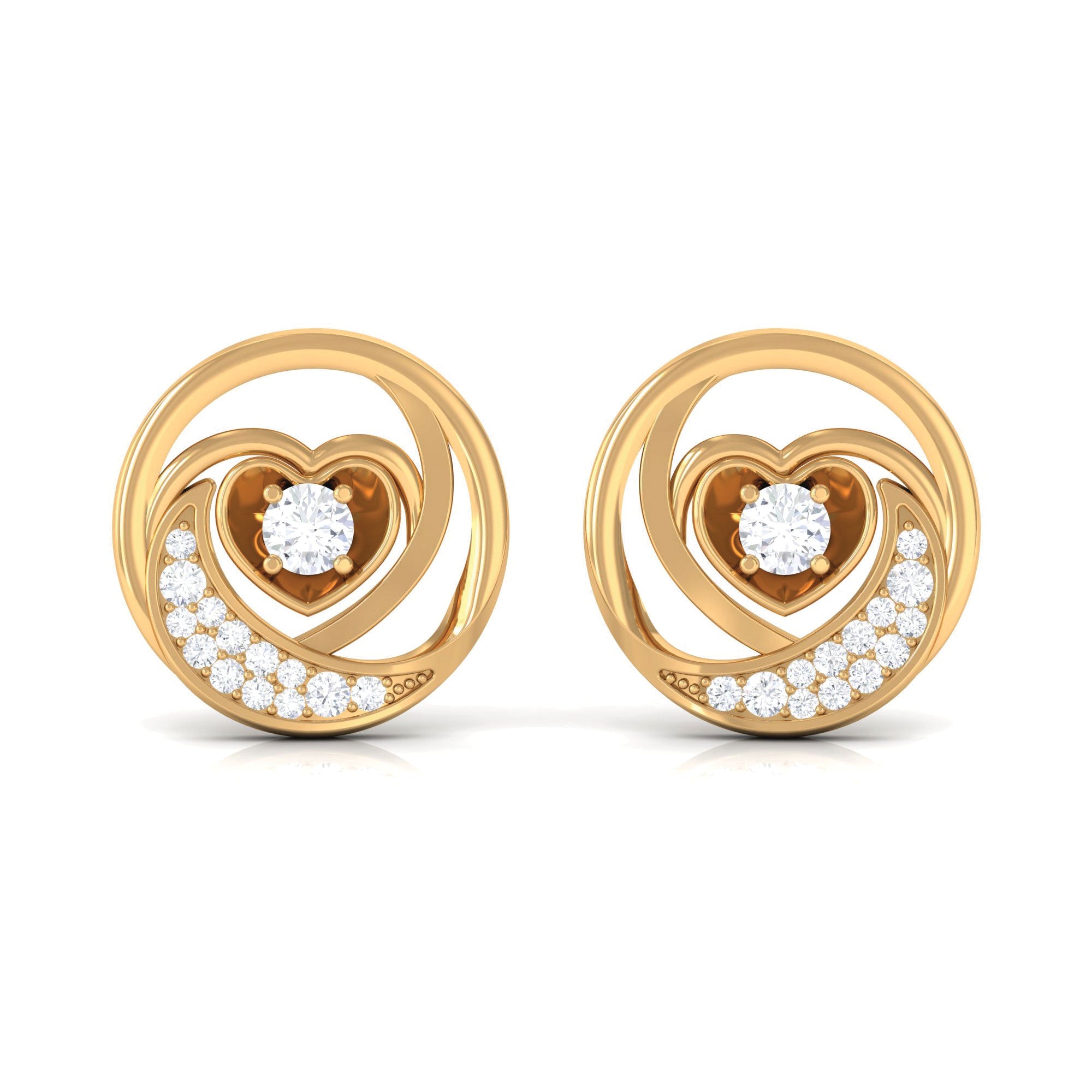 Certified Moissanite Heart Stud Earrings for Women