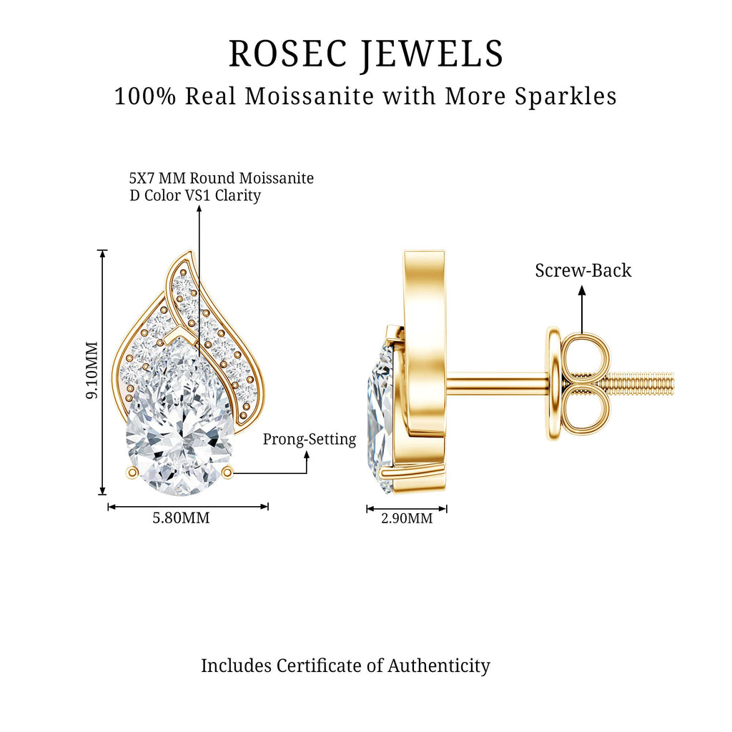 Classic 1.5 Carat Moissanite Stud Earrings with Screw Back
