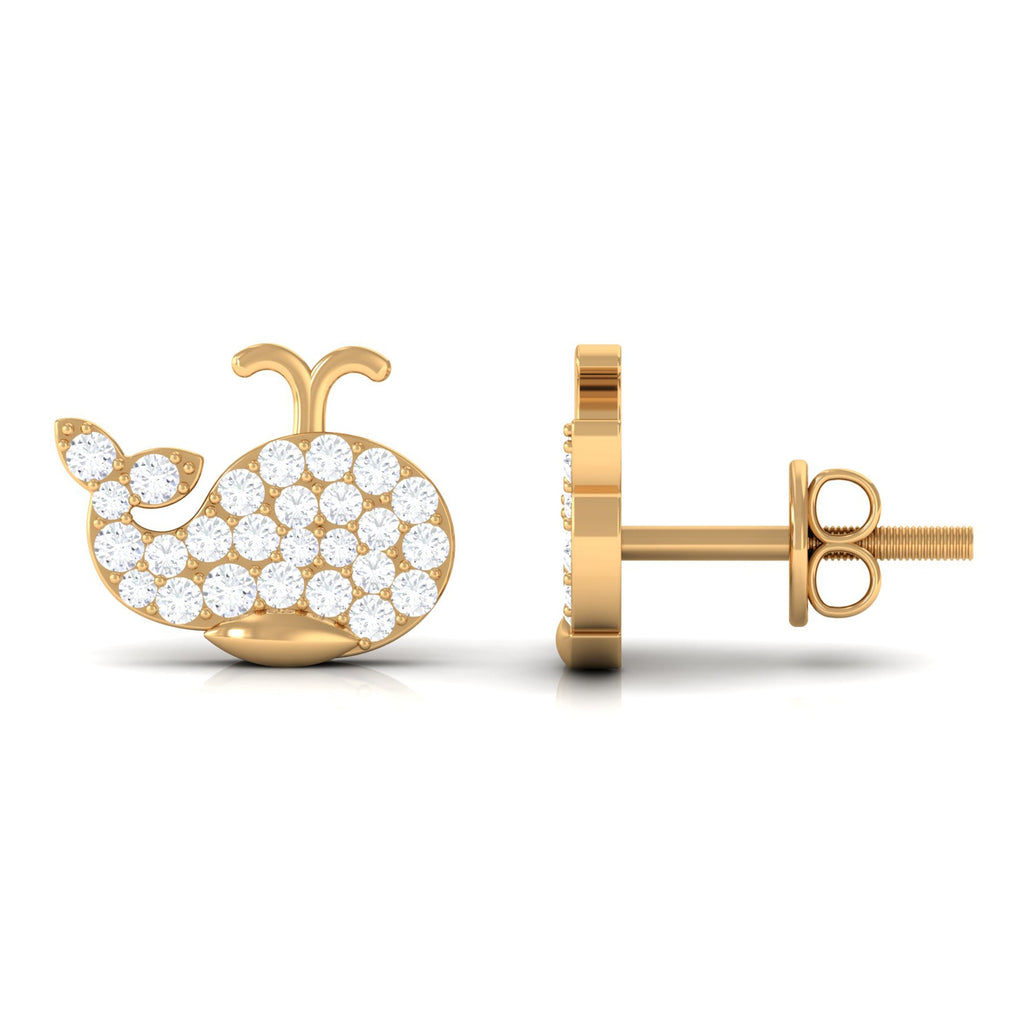 Cute Moissanite Fish Earrings with Screw Back
