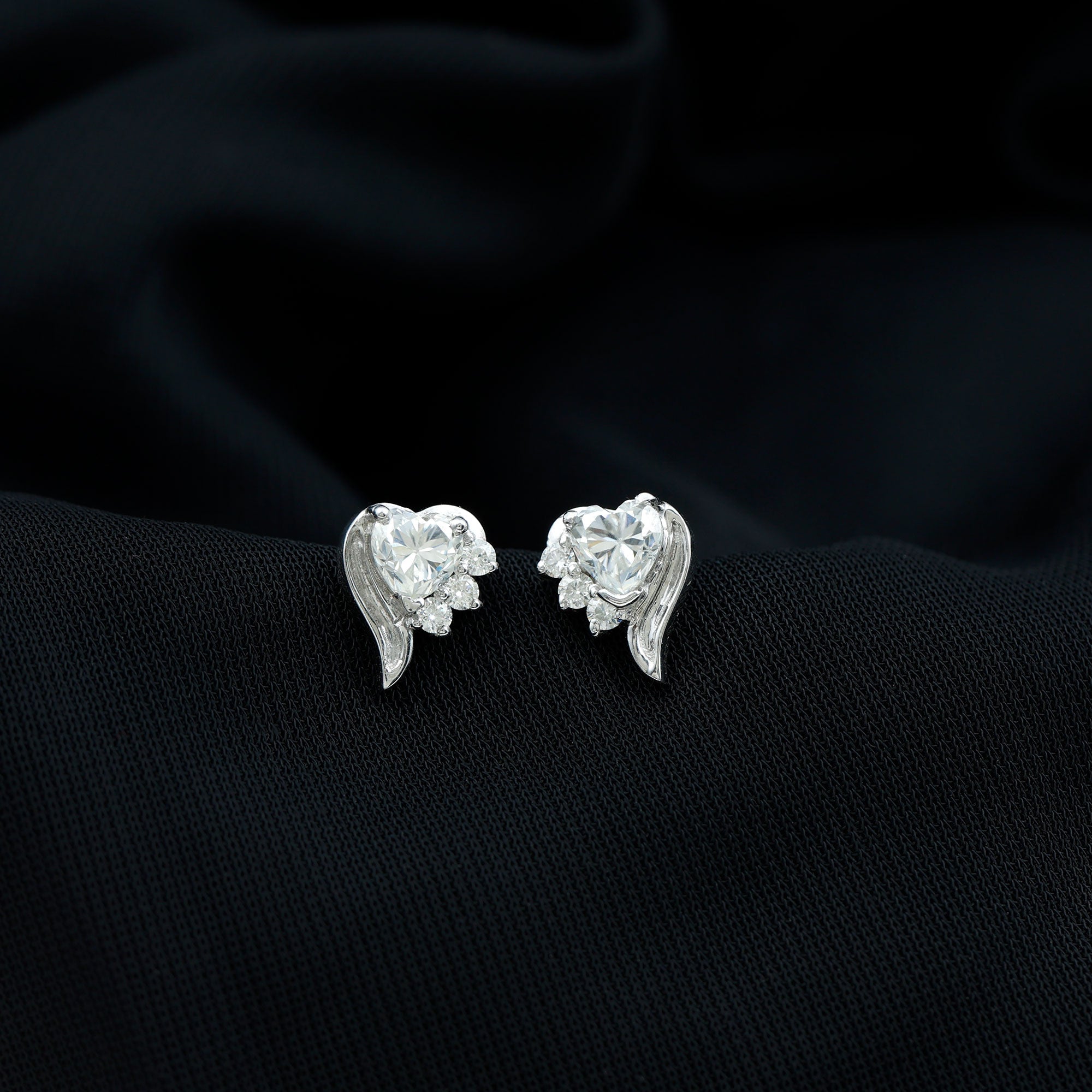 Heart Shape Moissanite Stud Earrings with Screw Back