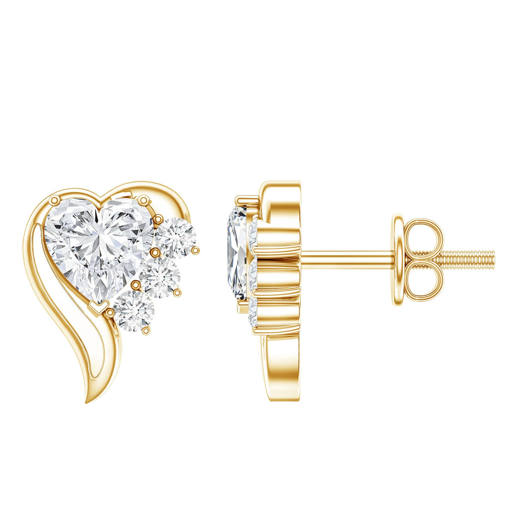 Heart Shape Moissanite Stud Earrings with Screw Back